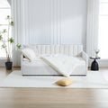 Flora Upholstered Daybed With 2 Drawers, Twin, Ivory Boucle, Ribbed Tufted Backrest, Daybed In Lavish Modern Design Box Spring Not Required Twin Ivory Metal Bedroom Classic,Contemporary,Minimalist,Traditional,Transitional Upholstered Upholstered