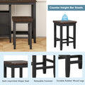Farmhouse Rustic 3 Piece Counter Height Wood Dining Table Set With Cabinet,2 Storage Drawers And 2 Stools For Small Places,Black Cherry Wood Wood Cherry Seats 2 Wood Dining Room Farmhouse Rubberwood Rectangular Foam Solid Wood
