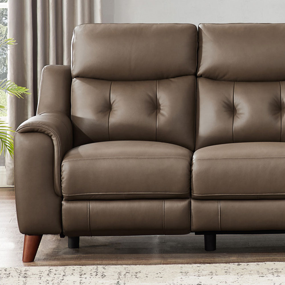 Torino Power Headrest Top Grain Leather Zero Gravity Reclining Sofa Brown Genuine Leather Wood Primary Living Space Medium Firm Tight Back Mid Century Modern Eucalyptus Pillow Top Arms Memory Foam Leather 3 Seat