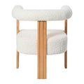 Mid Century Modern Barrel Accent Chair, Upholstered Kitchen & Dining Room Chairs With Arms, Teddy Velvet Boucle Accent Chairs Side Chairs For Kitchen Living Room Bedroom, White White Teddy