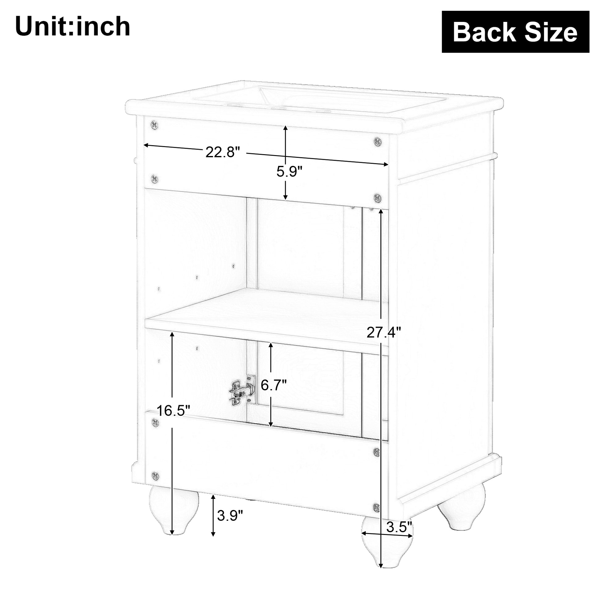 24" Black Modern Sleek Bathroom Vanity Elegant Ceramic Sink With Solid Wood Frame, Adjustable Shelf Black Solid Wood Mdf