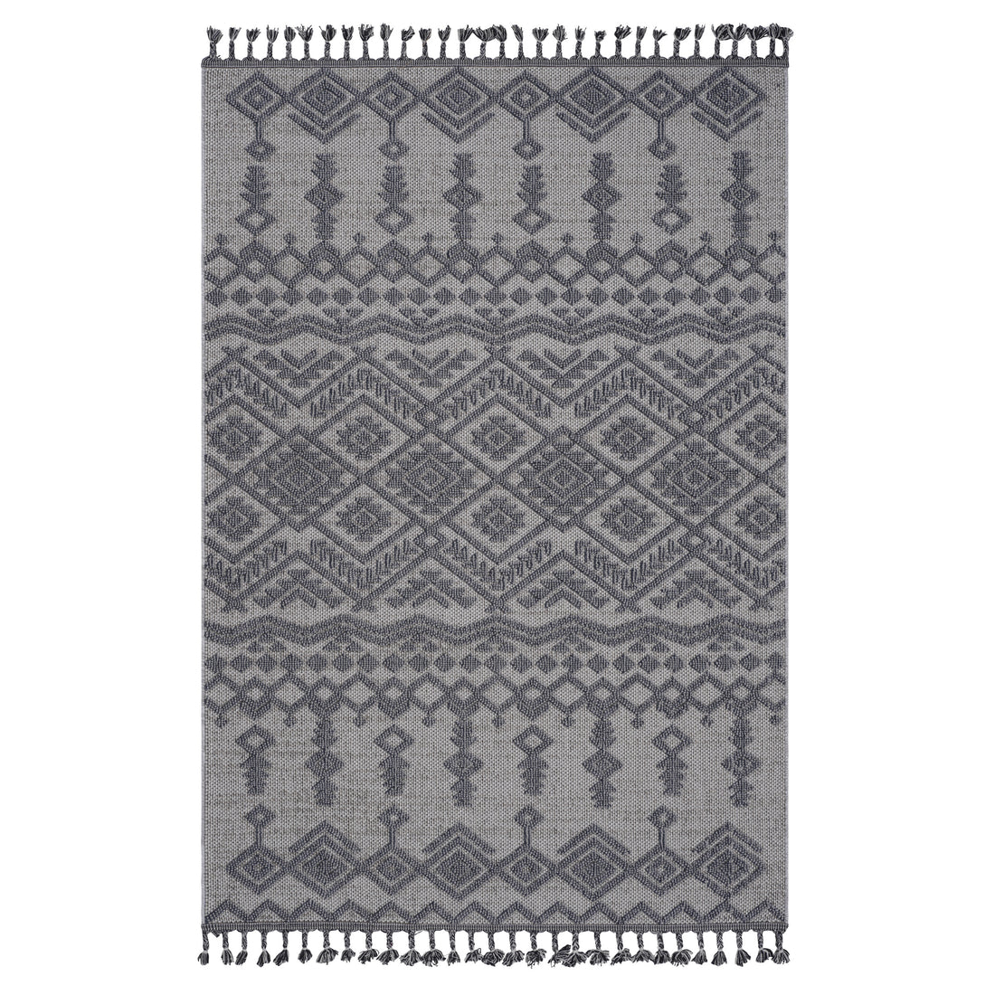 8X10 White Gray Traditional Indoor Outdoor Area Rug White Gray Polypropylene