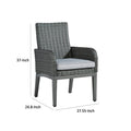 Asp 25 Inch Outdoor Armchair, Aluminum Frame, Gray Polyester Upholstery Gray Fabric Metal