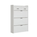 1250 White Color Shoe Cabinet With 3 Doors 2 Drawers,Large Space For Storage White Particle Board Mdf