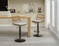 Set Of 2 Rattan Bar Stool, 360 Swivel Bar Chair, Counter Height Chair With Footrest For Kitchen, Dining Room Grey Wicker