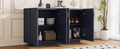 4 Wavy Doors Large Storage Space Sideboard With Adjustable Shelves And Retro Copper Handles For Dining Room And Living Room Antique Navy Antique Navy Mdf