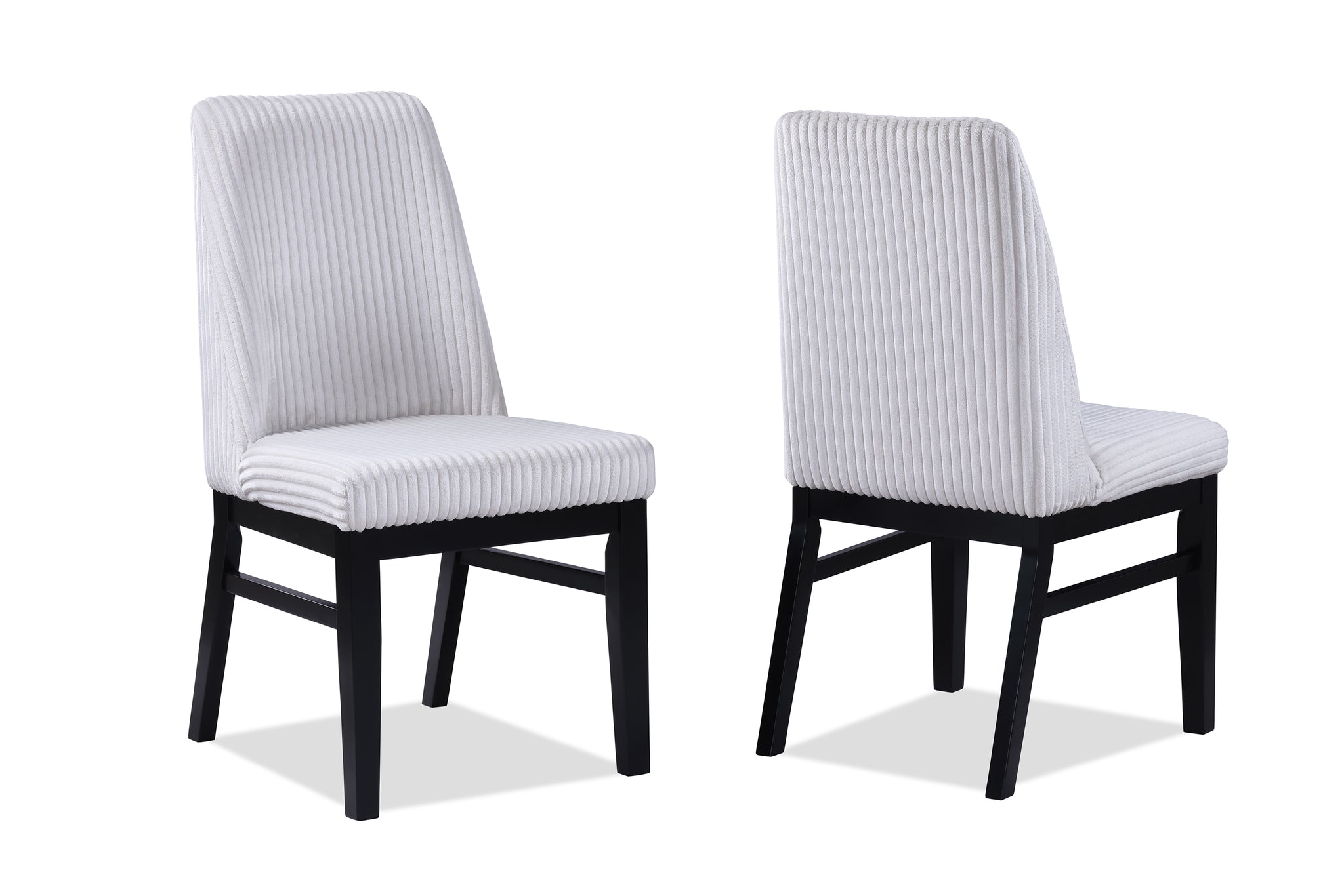 2Pc Contemporary Upholstered Side Chair White Textured Fabric Upholstered High Back Cushioned Seat Wooden Dining Room Home Furniture Black Finish White Black Dining Room Contemporary,Modern Dining