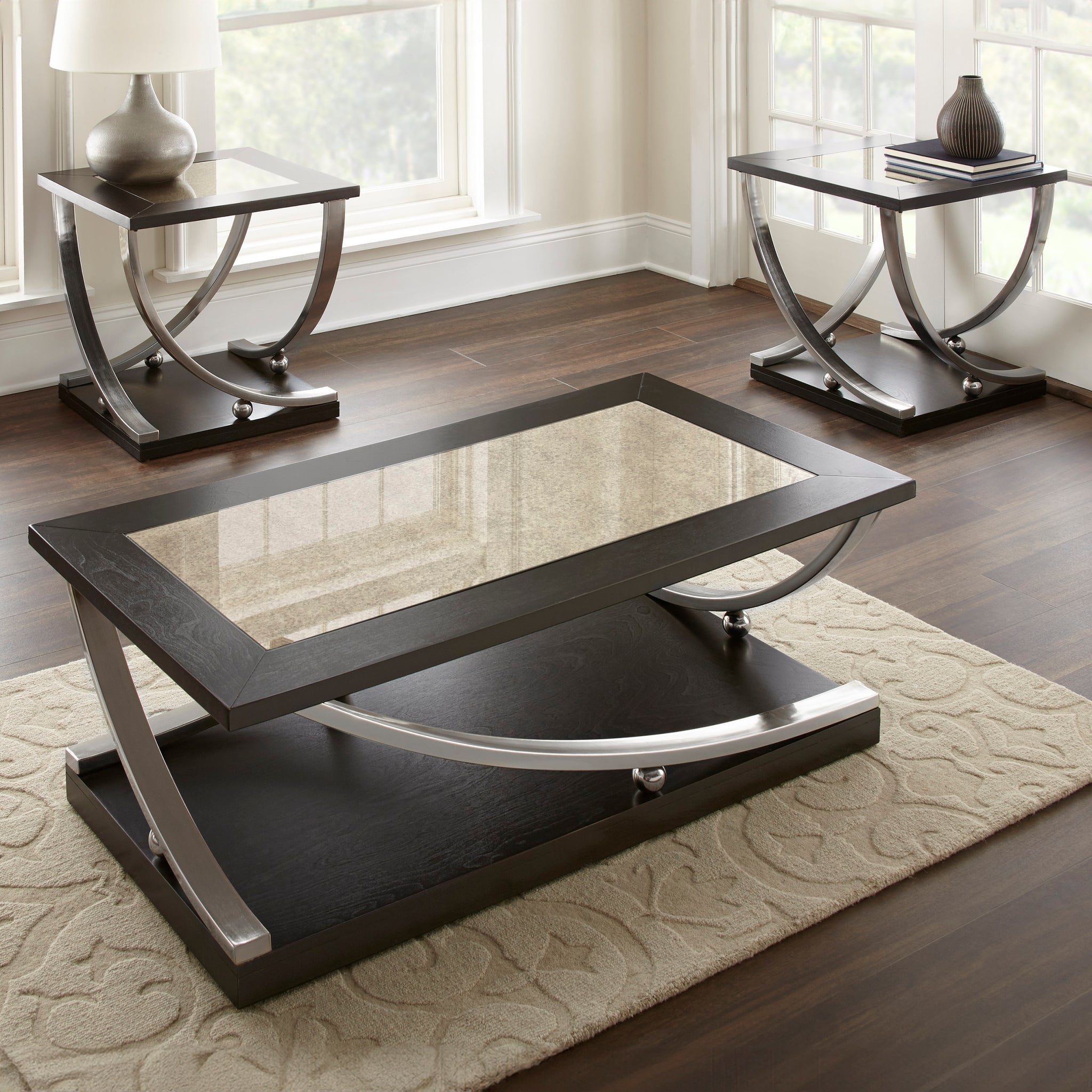 Ramsey 3 Piece Table Set Ebony Ebony Iron