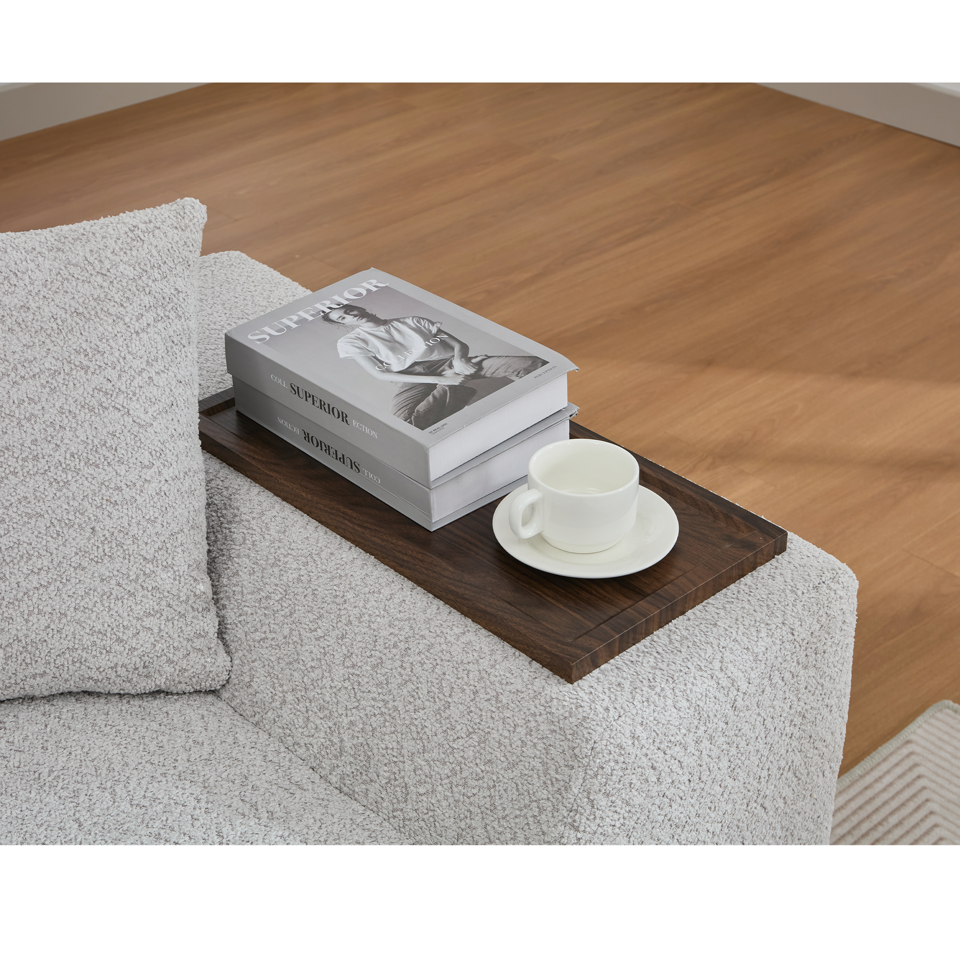 Arrived 2 Piece Boucle Cloud Sofa Set, Upholstered Sofa Set, Modern 3 Seater And 2 Seater Sofa With Mdf End Table For Living Room ,Apartment,3 2 Couch,Boucle, Light Gray Light Gray Polyester Primary Living Space Soft Tight Back Modern Square Arms Foam