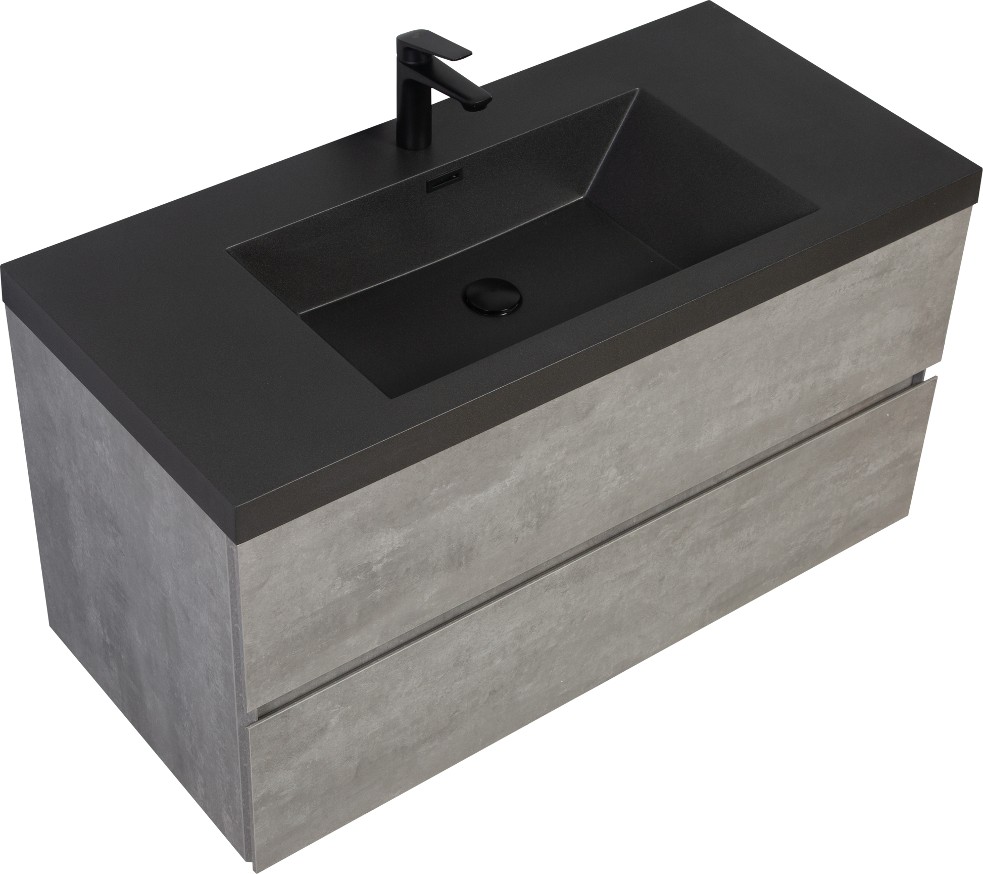 42" Floating Bathroom Vanity With Sink, Modern Wall Mounted Bathroom Storage Vanity Cabinet With Black Quartz Sand Top Basin And Soft Close Drawers, Grey 24V12 42Gr 2 Grey Wall Mounted Melamine