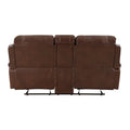 Double Glider Reclining Brown Beautiful Seat With Center Console, Receptacles And Usb Ports,Faux Leather Upholstered Traditional Trim 1Pc Modern Living Room Furniture Brown Faux Leather Wood Primary