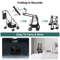 2 In 1 Folding Dog Stroller, Pet Folding Stroller, 4 Wheels Dog Cat Puppy Stroller W Removable Travel Carrier For Small Medium Pet, Waterproof Pad, Car Seat, Sun Shade Black Abs Steel Q235