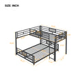 L Shaped Metal Twin Over Full Size Bunk Bed, Black Box Spring Not Required Black Metal Metal