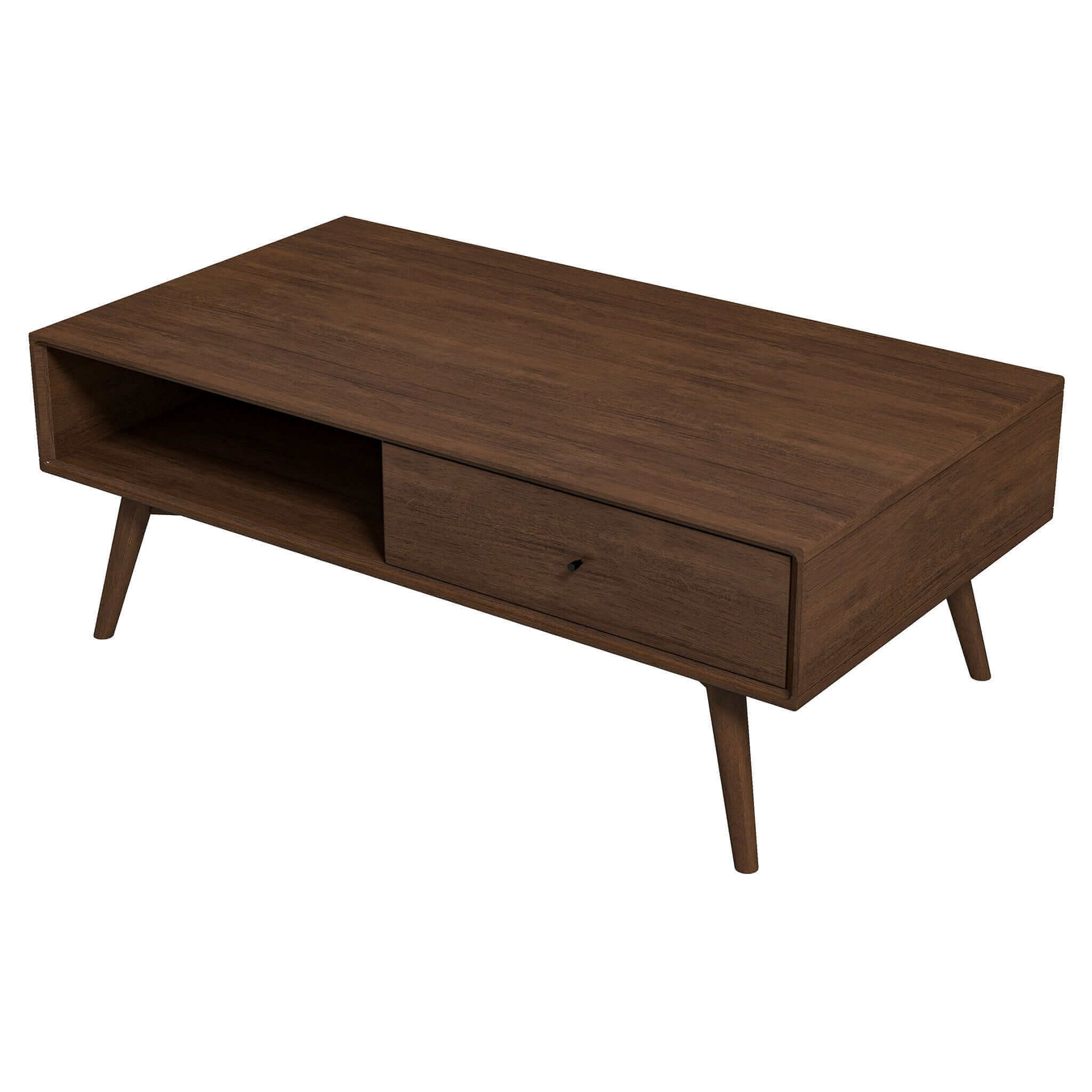 Caroline Walnut Coffee Table Walnut Brown Brown Walnut Open Storage Rectangular Solid Wood