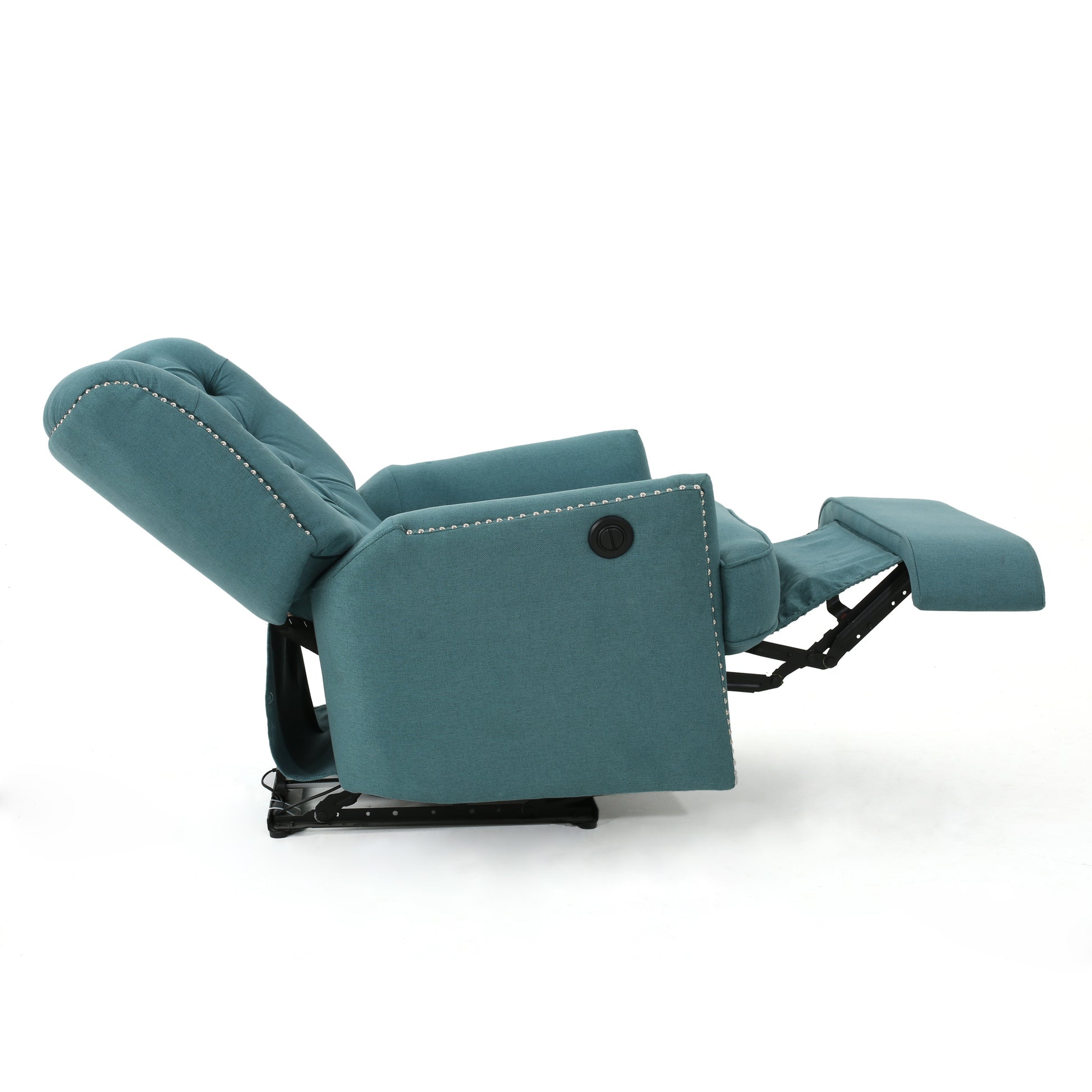 Indulge In Supreme Comfort: Electric Recliner Chair With Elegant Copper Accents And Soft Teal Upholstery Teal Fabric