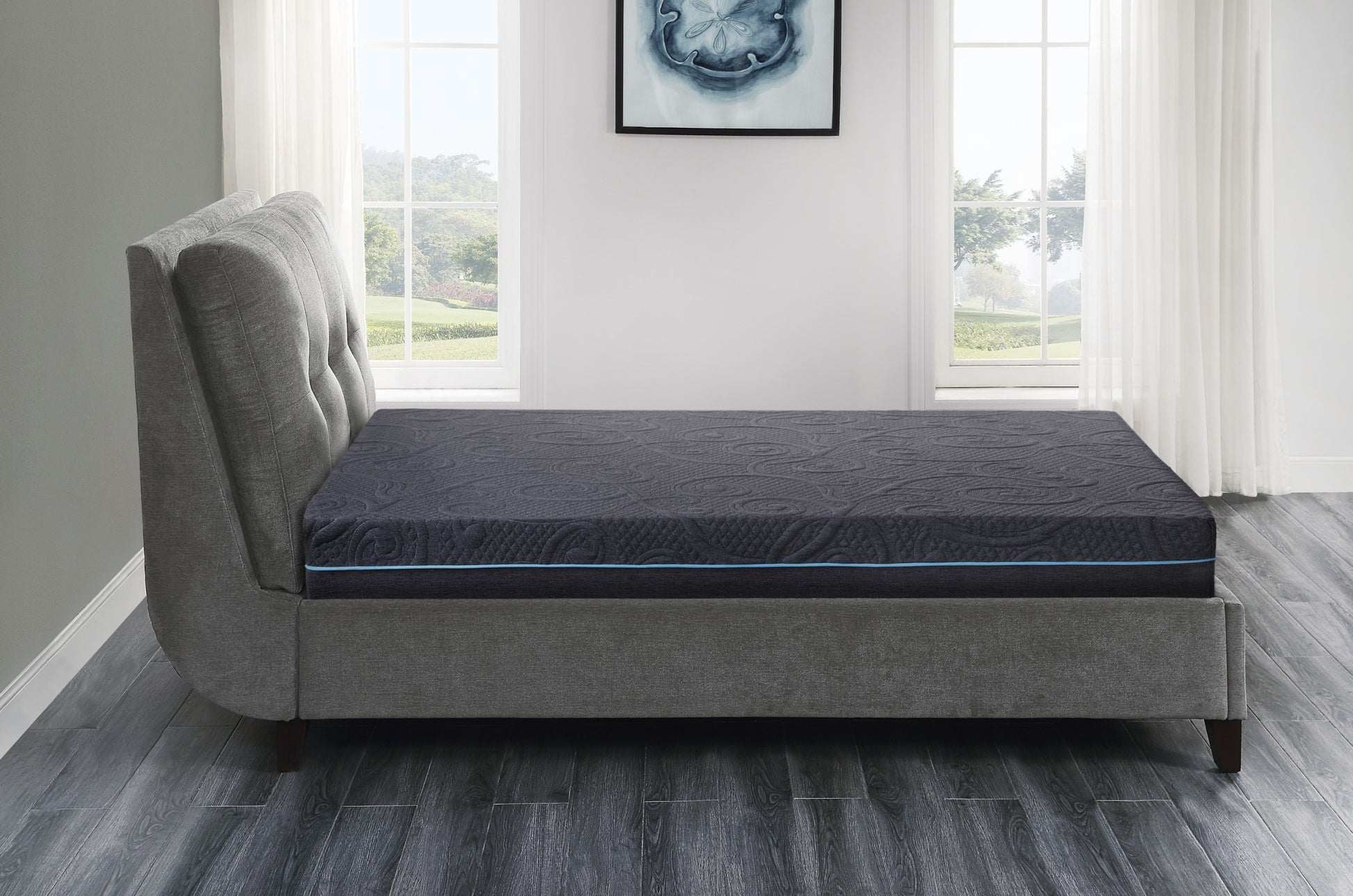 8" Twin Size Bed Mattress Gel Infused Memory Foam Hybrid Mattress, Dark Gray, Mattress In A Box, Firm Comfort Mattress Dark Gray Bedroom Foam Spring Twin