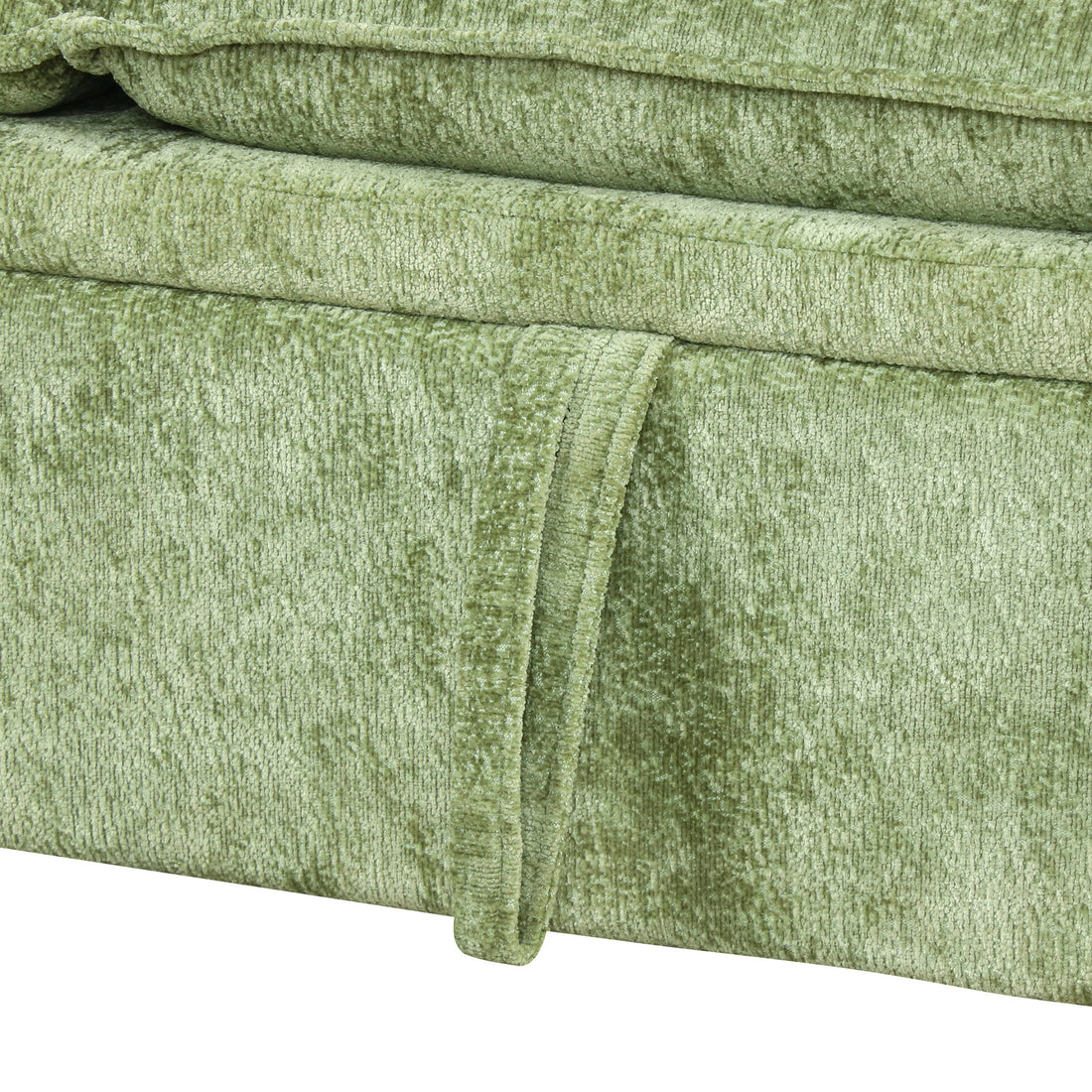 82.67"Convertible Sofa Bed Sectional Sofa Sleeper L Shaped Sofa With A Storage Ottoman,Two Pillows, Two Power Sockets And Two Usb Ports For Living Room, Green Green Foam Chenille 4 Seat