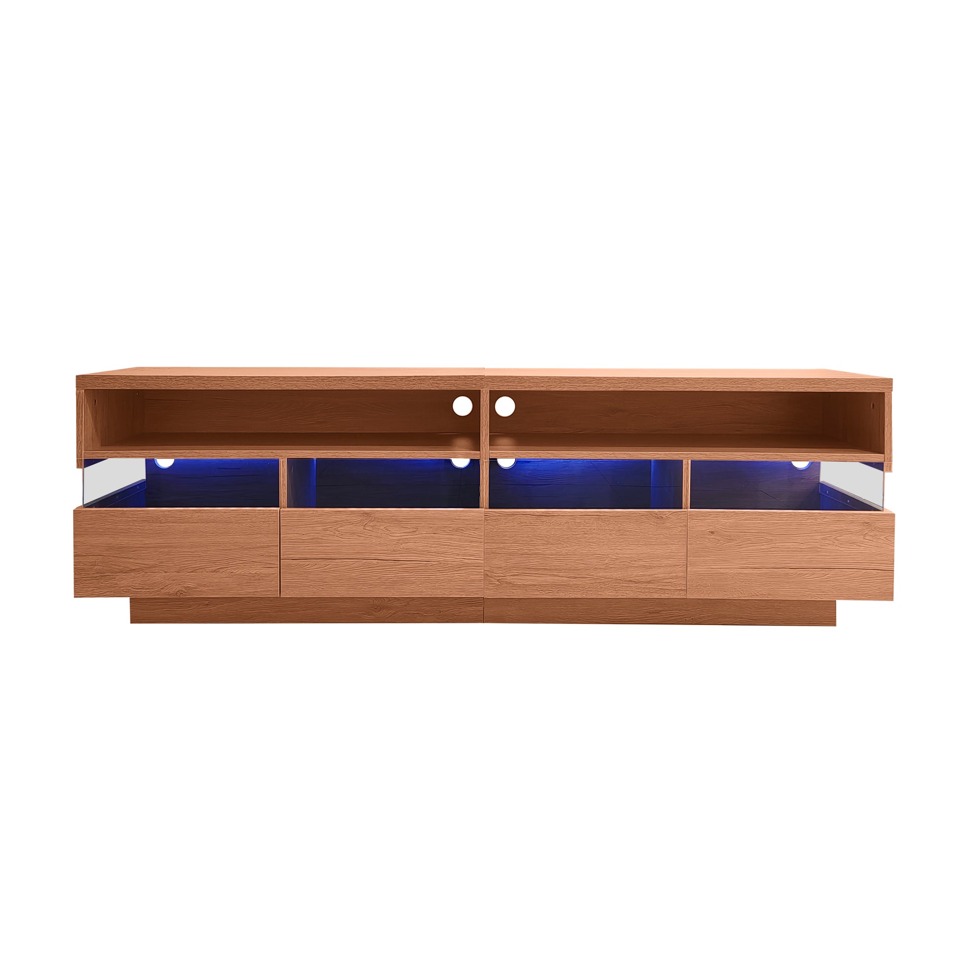 Modern Tv With 4 Drawers& 2 Open Cabinets, Media Console Table For Tvs Up To 75'', Entertainment Center With Acrylic Transparent Storage Space For Living Room, Bedroom, Home Theatre Wood Red Primary Living Space 70 Inches 60 69 Inches 70 Inches Particle