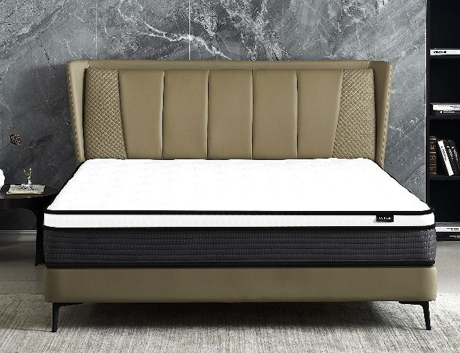 Hybrid 10 Inch Queen Mattress In A Box, Pillow Top Bed Cushion Withand Hypoallergenic Design, Medium Firm For Lumbar Support White Gray Foam Spring Queen