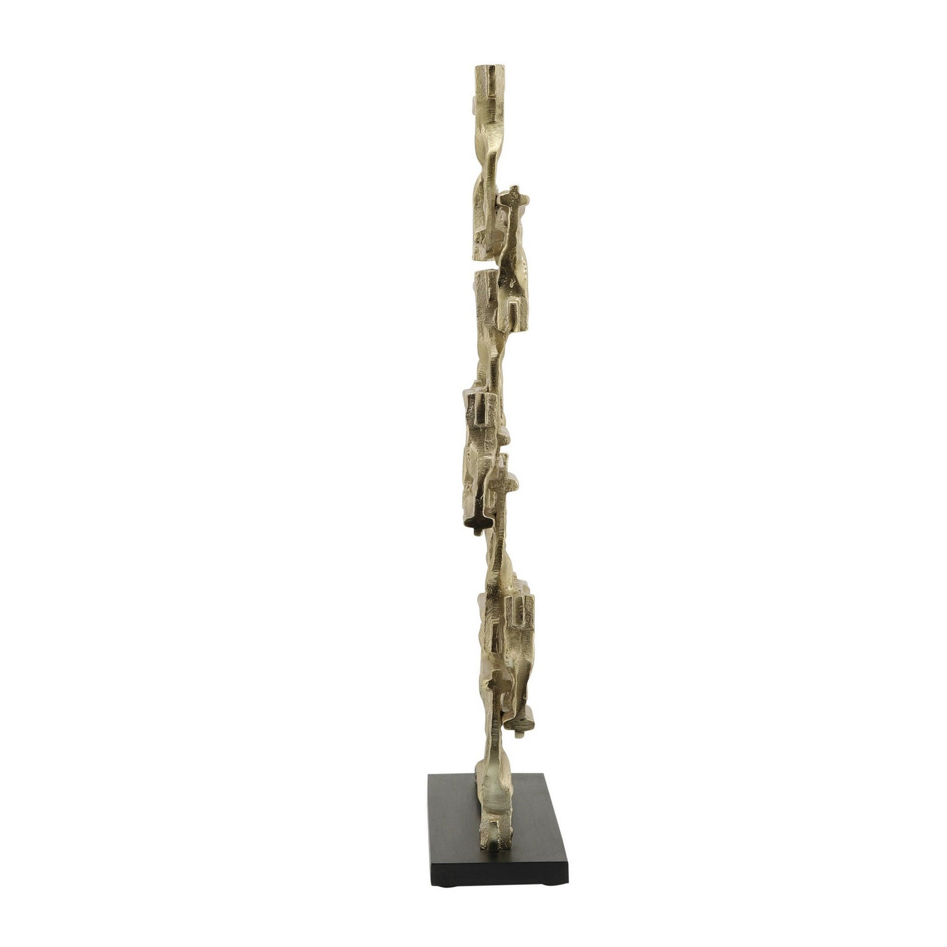 Jodie 27 Inch Metal Modern Accent Decor, Stacked Squares, Block Base, Gold Gold Wood Metal