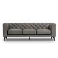 92.52 Inch Genuine Leather Couch 3 Seater Sofa With Tufted Back,Grain Leather Couch With Feather,Down Topper On Seating Surfaces Sofa For Living Room, Comfy Sofa Couch With Extra Deep Seats,Graphite Natural Graphite Genuine Leather 3 Seat