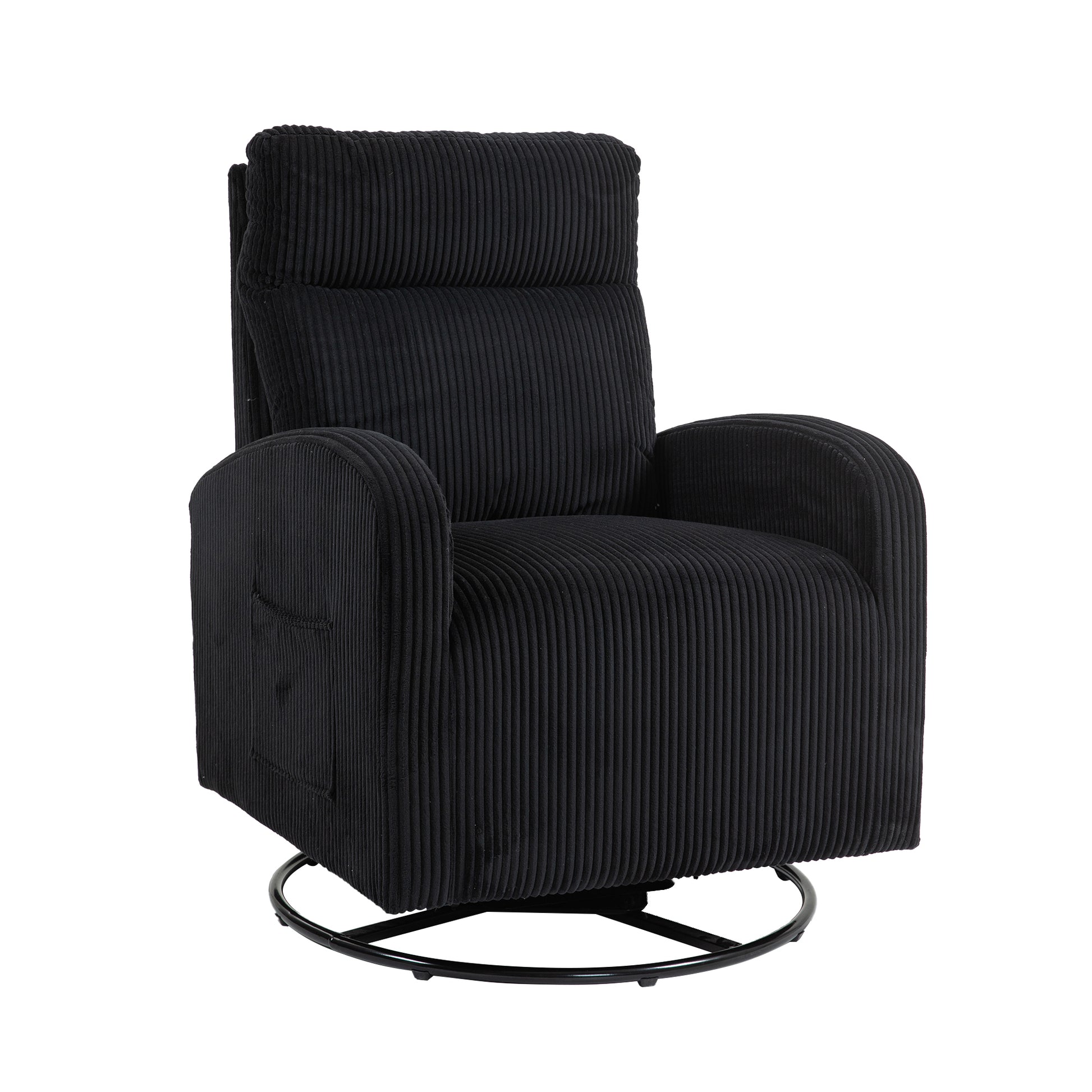 Jiada Upholstered Swivel Glider.Flannel Fabric.Rocking Chair For Nursery In Black.Modern Style One Left Bag Black Foam Corduroy