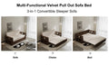 3 In 1 Convertible Sleeper Sofa Bed,Modern Velvet Loveseat Couch With Pull Out Bed,Small Beautiful Seat Futon Sofa Bed With Convertible Office Desk,Beige Beige Metal & Wood 2 Seat
