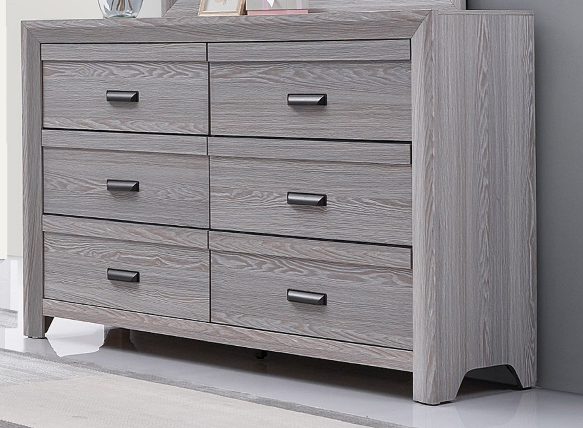 1Pc Contemporary Six Drawers Dresser Gray Driftwood Finish Rustic Finish Bedroom Wooden Furniture Gray Bedroom Contemporary,Rustic Wood