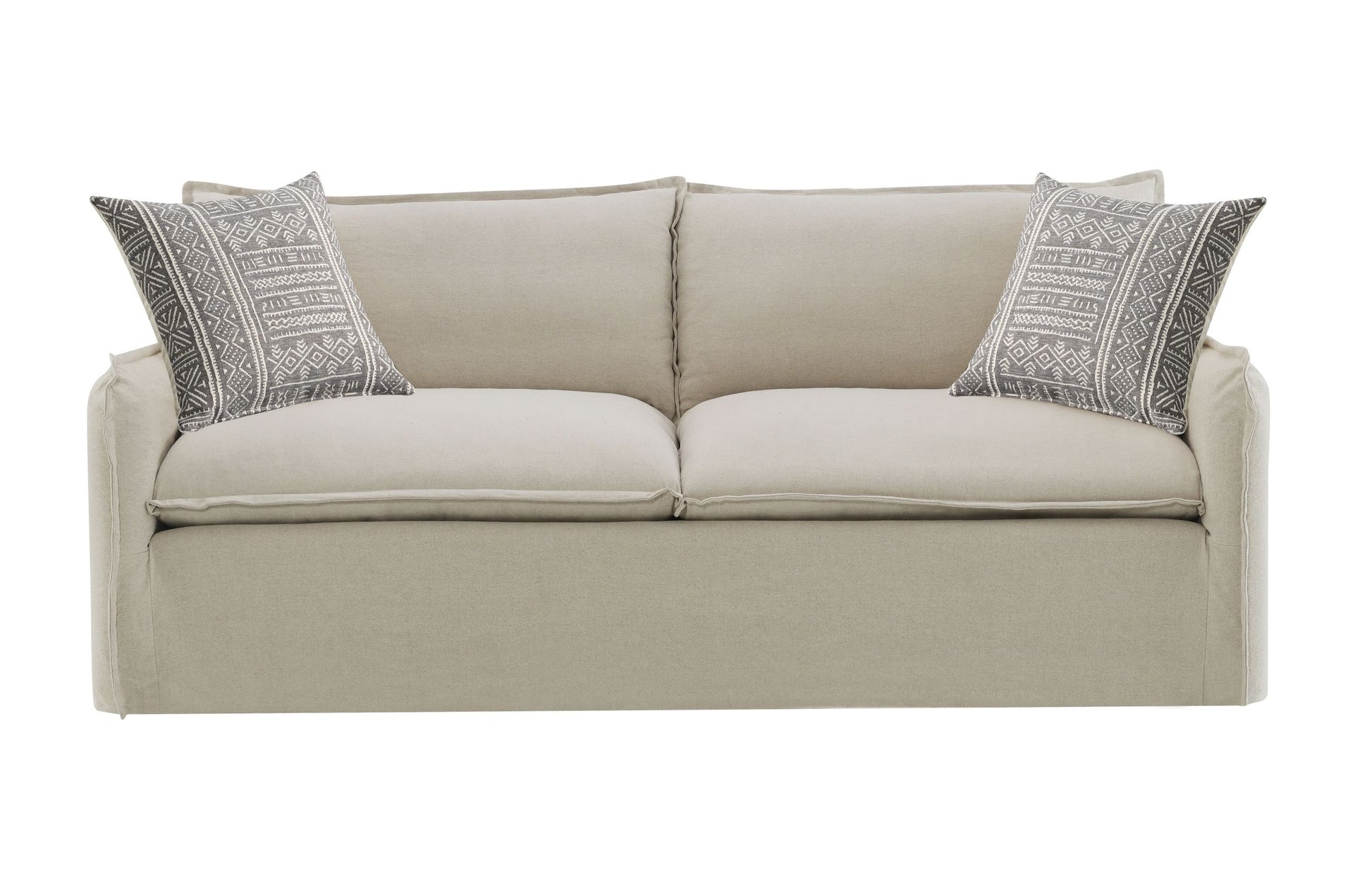 Upendo Sofa W 2 Pillows, Beige Linen Beige Linen 2 Seat