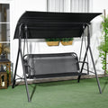 Outsunny 3 Seat Outdoor Patio Swing Chair With Removable Cushion, Steel Frame Stand And Adjustable Tilt Canopy For Patio, Garden, Poolside, Balcony, Backyard, Black 1 Black Steel