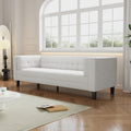 3 Seater Sofa, Upholstered Tufted Coach, Velvet Sofa, Ivory White Ivory Velvet 3 Seat