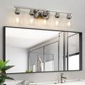 Modern 5 Light Bathroom Vanity Light Fixture Brushed Nickel Finish With Clear Glass Shades, Perfect For Bathroom, Vanity, And Dressing Area Lighting No Bulbs Brushed Nickel Glass,Iron