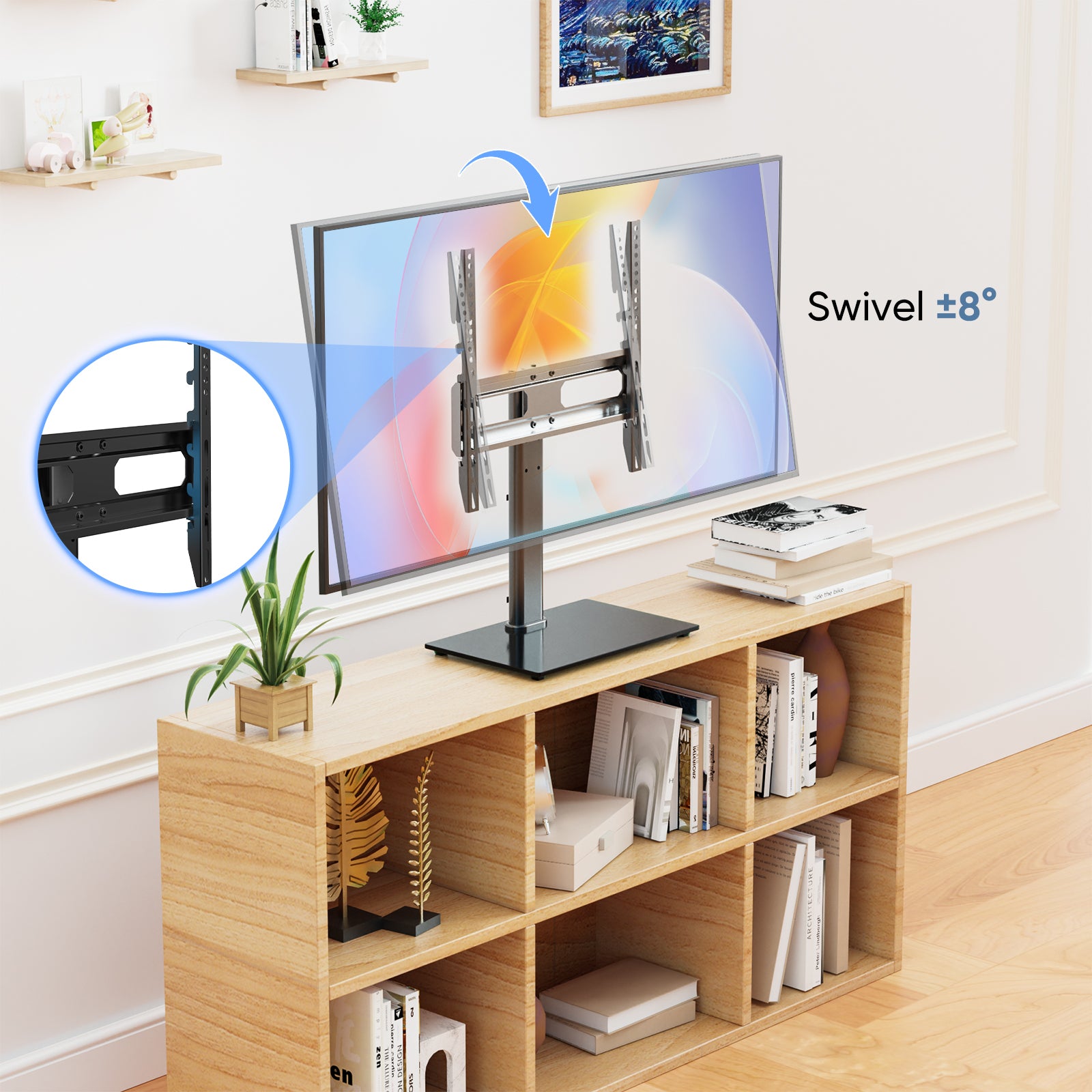 Universal Rotating Tv Stand, 3 Height Adjustable Desktop Tv Stand Mount Base For 26 55 Inch Tvs That Can Hold Up To 99 Pounds Black Steel