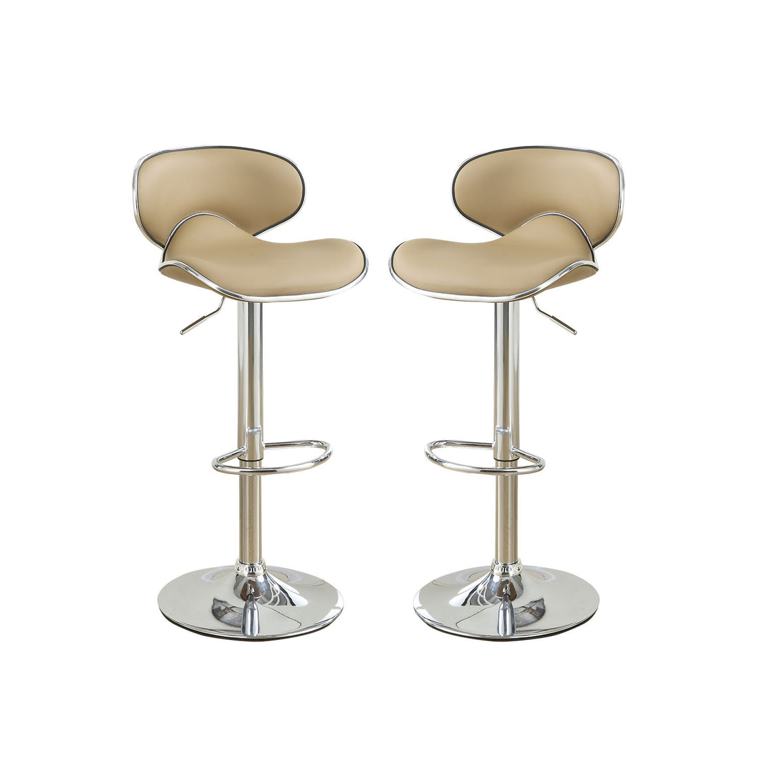 Adjustable Brown Faux Leather Bar Stools, Set Of 2 Solid Brown Dining Room Bar Stools Mdf
