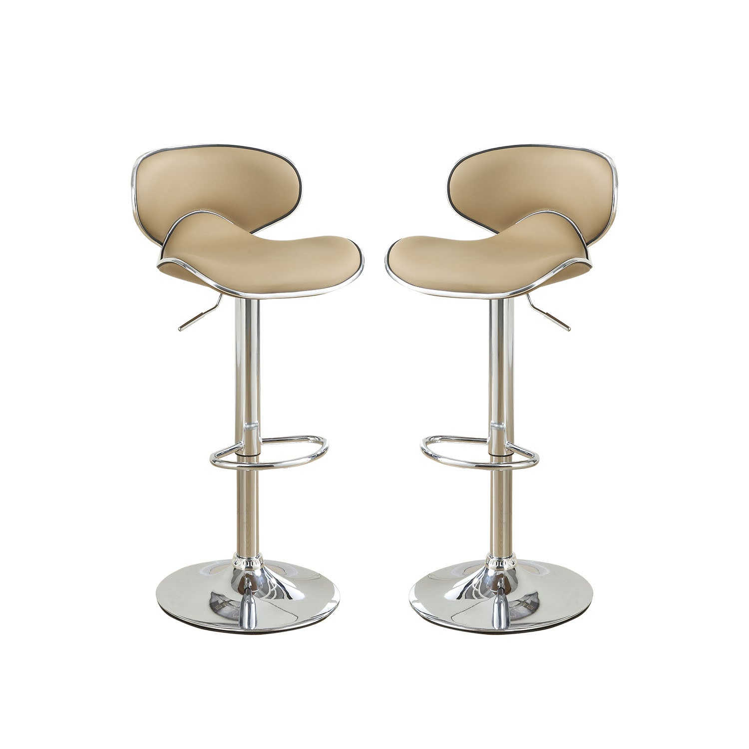 Adjustable Brown Faux Leather Bar Stools, Set Of 2 Solid Brown Dining Room Bar Stools Mdf