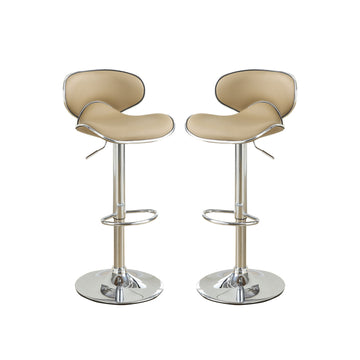 Adjustable Brown Faux Leather Bar Stools, Set Of 2 Solid Brown Dining Room Bar Stools Mdf