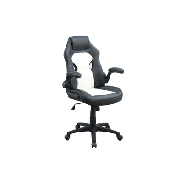 Adjustable Heigh Executive Office Chair, Black And White Caster Solid Black Office Office Chairs Solid Back Adjustable Height Pu