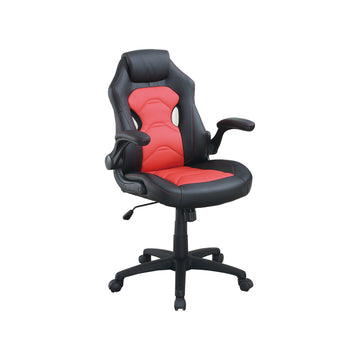 Adjustable Height Swivel Executive Computer Chair In Black And Red Caster Solid Black Office Office Chairs Solid Back Adjustable Height Pu