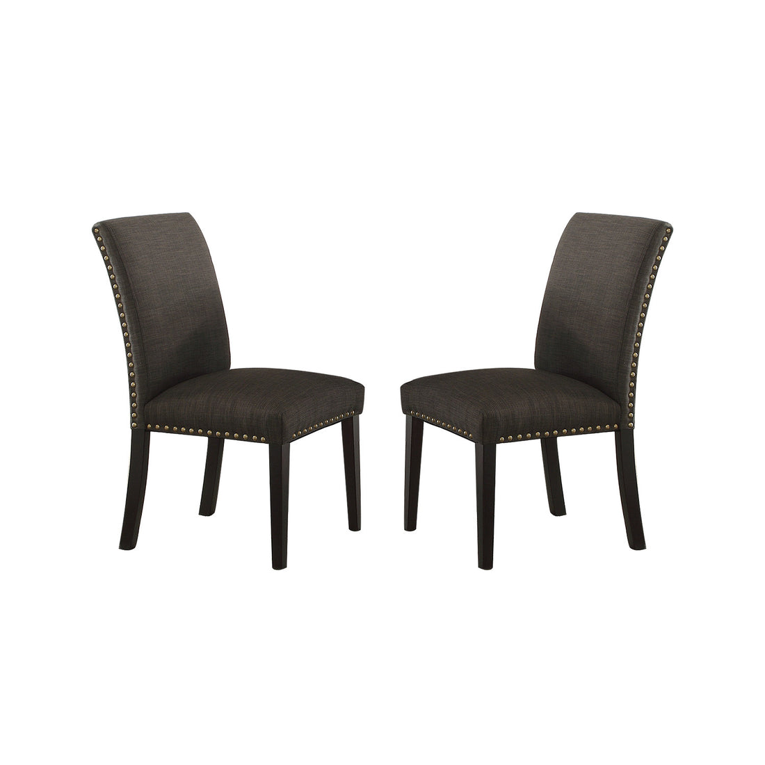 Ployfiber Upholstered Dining Chair, Ash Black Set Of 2 Solid Black Dining Room Transitional Side Chair Birch Solid Back Mdf