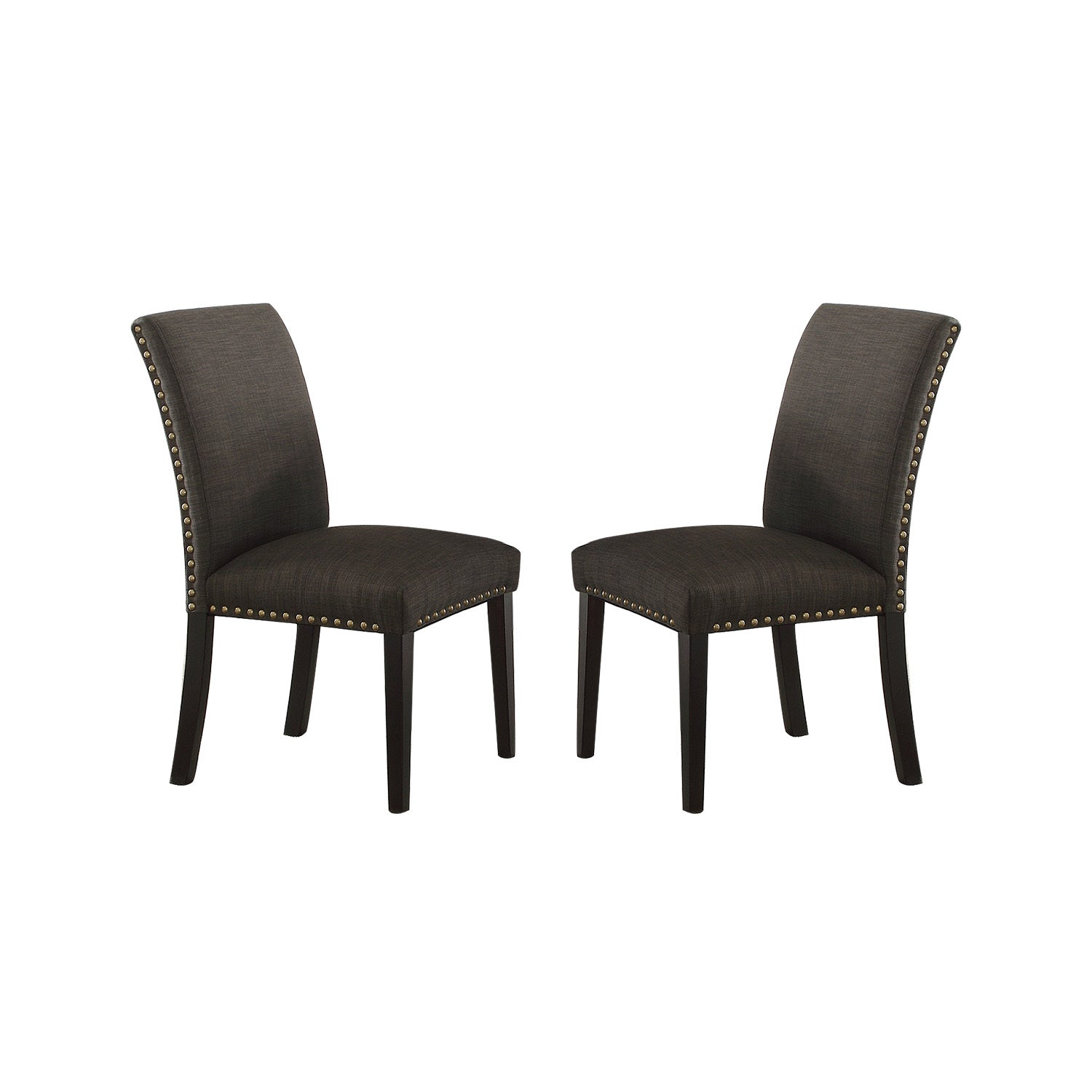 Ployfiber Upholstered Dining Chair, Ash Black Set Of 2 Solid Black Dining Room Transitional Side Chair Birch Solid Back Mdf