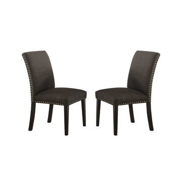 Ployfiber Upholstered Dining Chair, Ash Black Set Of 2 Solid Black Dining Room Transitional Side Chair Birch Solid Back Mdf