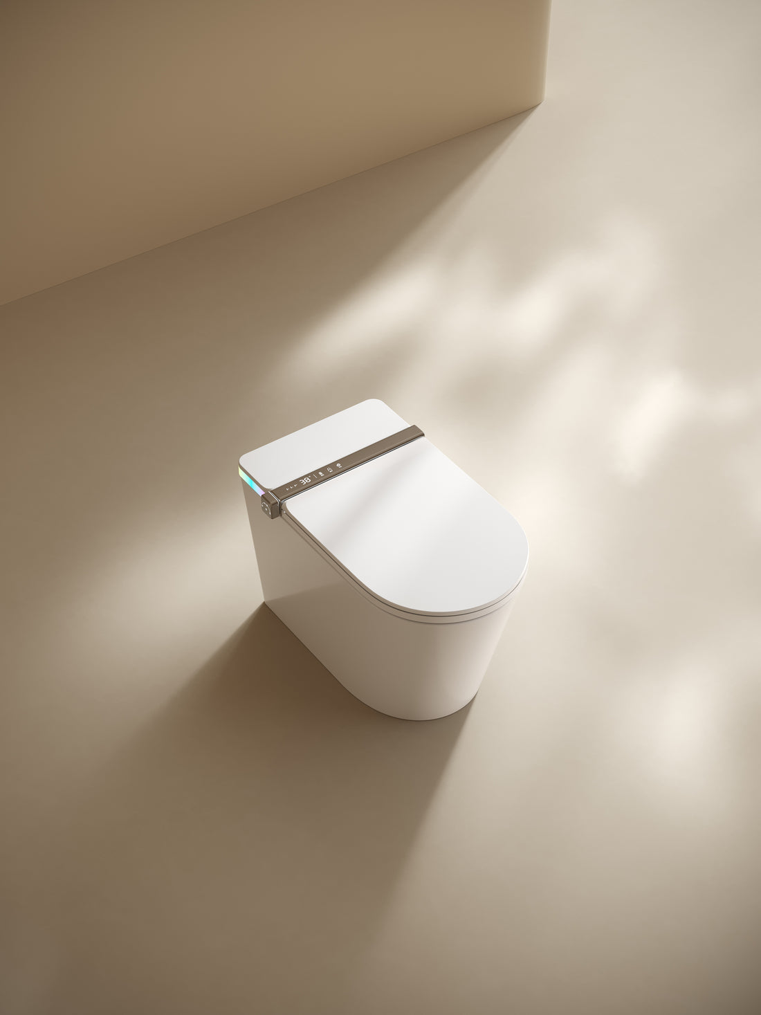 Multifunctional Flat Square Smart Toilet With Automatic Flush With Remote Control Foot Sensor Night Light White Ceramic