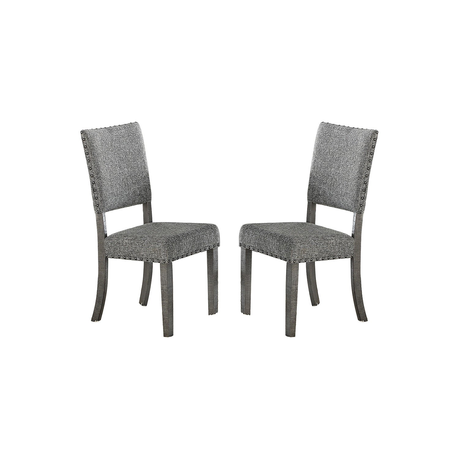Set Of 2 Upholstered Fabric Dining Chairs, Grey Solid Grey Solid Back Solid Wood