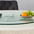 Double Layer Rotatable Round Glass.The Rotatable Design Makes It More Convenient To Retrieve And Place Items.The Upper Glass Has A Diameter Of 24 Inches, While The Lower Glass15 Inches. Transparent Glass