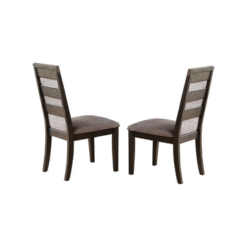 Dining Chair With Upholstered Cushion, Grey Set Of 2 Cushion Solid Grey Dining Room Dining Chairs Solid Back Solid Wood