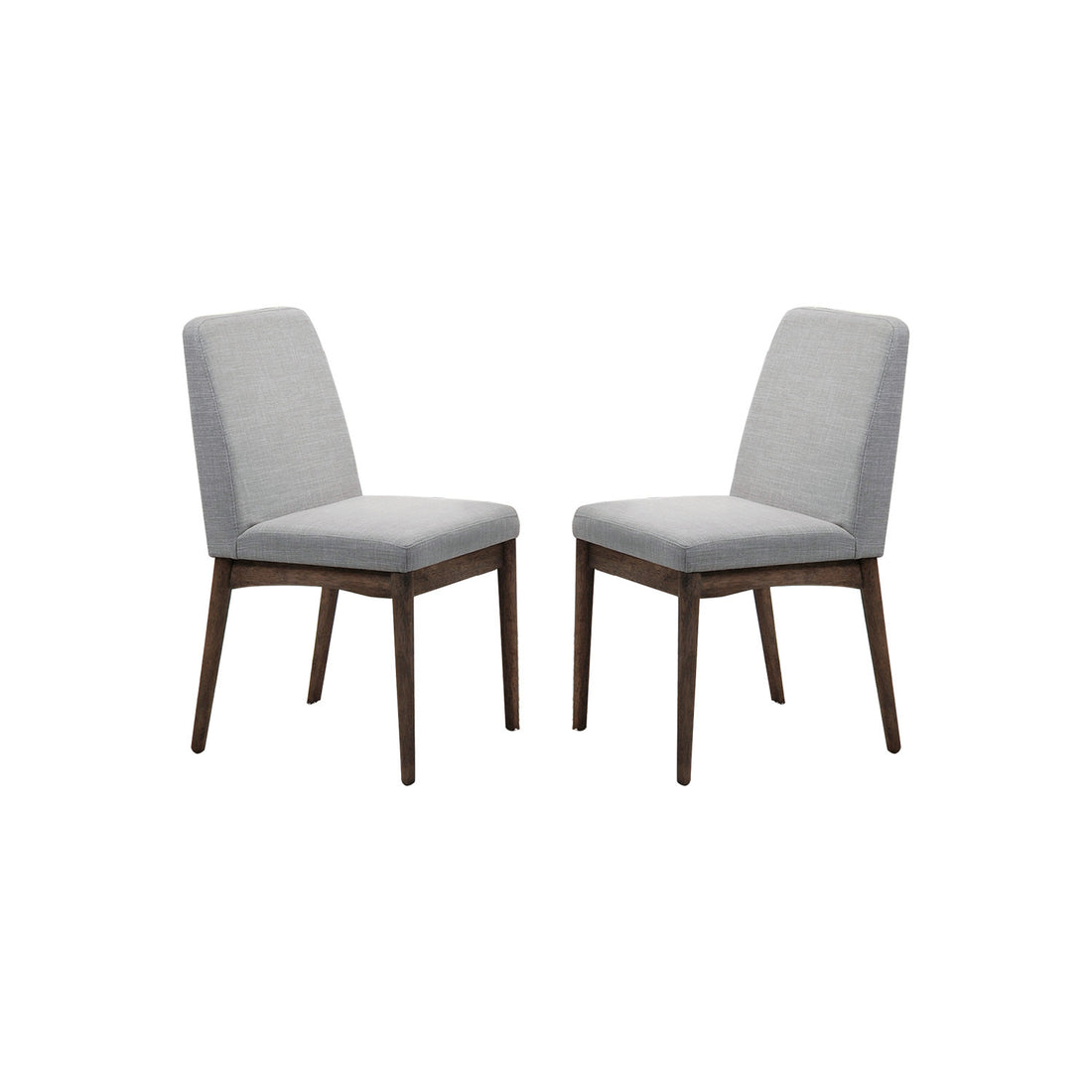 Grey Fabric Upholstered Dining Chair, Brown Set Of 2 Cushion Solid Grey Brown Dining Room Dining Chairs Solid Back Solid Wood