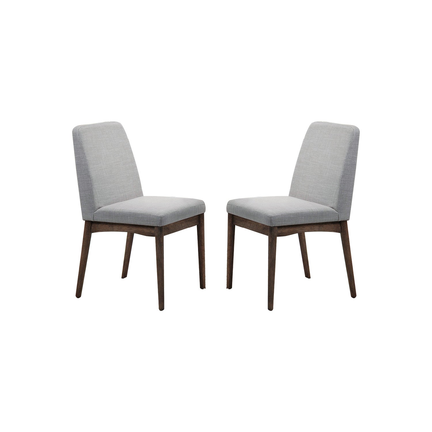 Grey Fabric Upholstered Dining Chair, Brown Set Of 2 Cushion Solid Grey Brown Dining Room Dining Chairs Solid Back Solid Wood