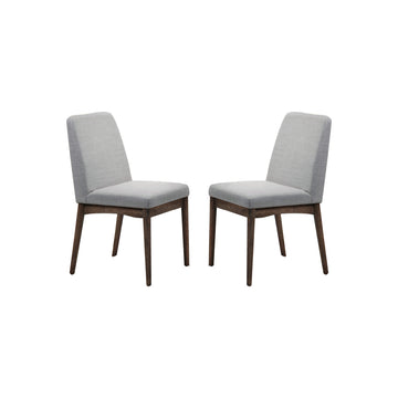 Grey Fabric Upholstered Dining Chair, Brown Set Of 2 Cushion Solid Grey Brown Dining Room Dining Chairs Solid Back Solid Wood