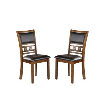 Set Of 2 Upholstered Dining Chair In Walnut Finish Cushion Solid Brown Dining Room Rubberwood Solid Back Rubberwood Walnut Polished Foam Dry Clean Rectangular Transitional Dining Chairs Upholstered Solid Wood