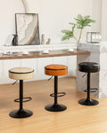 Round Storage Bar Stool Set Of 2, Black Faux Leather Height Adjustable Barstool, 360 Counter Height Swivel Stool, Armless Bar Chair With Metal Frame For Kitchen Counter Dining Living Room Black Set Of 2 Foam Pu Leather